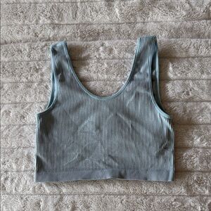 Ribbed Seamless Light Blue Tank Top